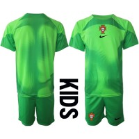 Billiga Portugal Målvakt Barnkläder Hemma fotbollskläder till baby VM 2022 Kortärmad (+ Korta byxor)